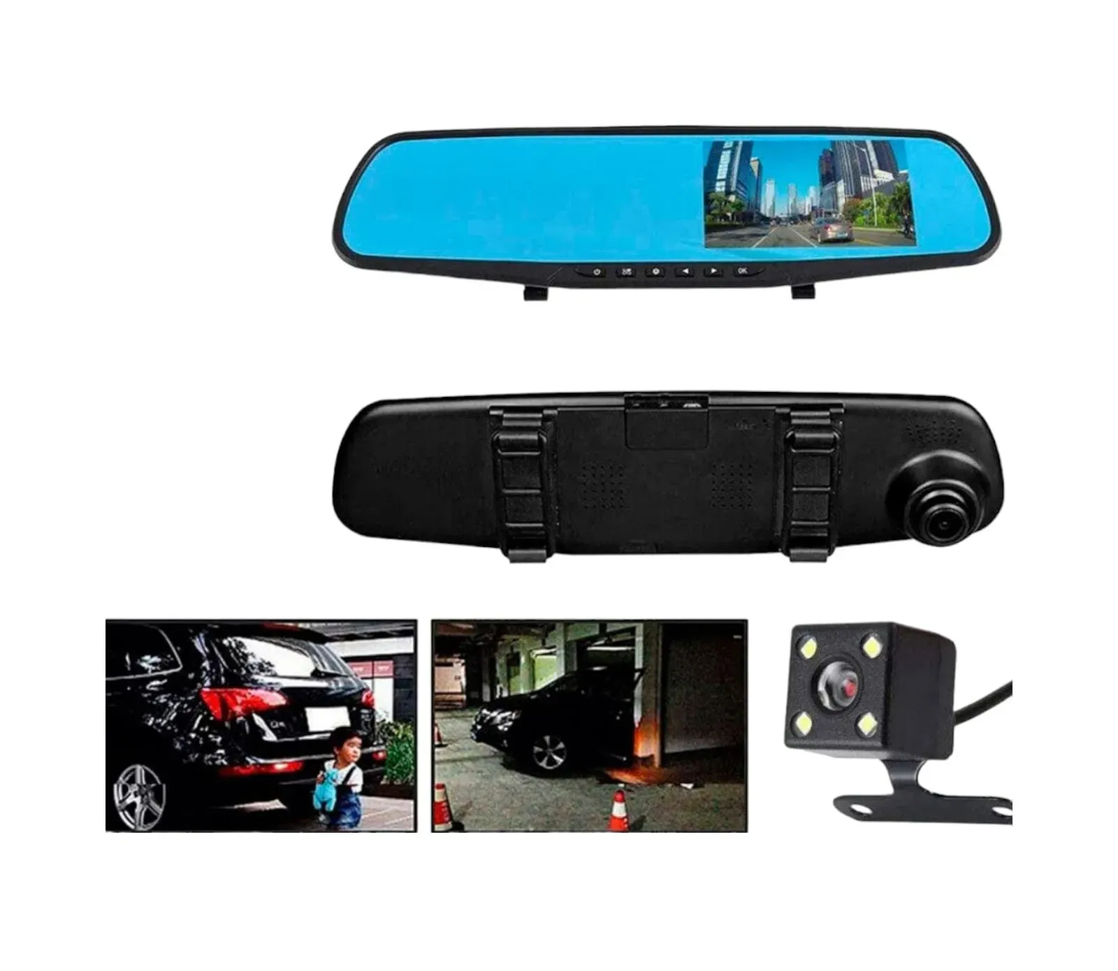 Espejo Retrovisor TV Doble Cámara Para Carro FULL HD