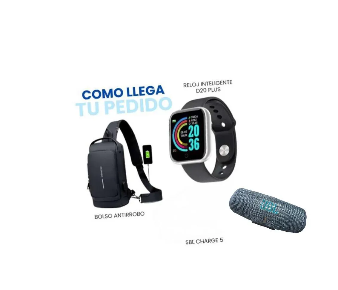 Combo Maleta Fashion + Parlante Charger +Reloj inteligente D20 