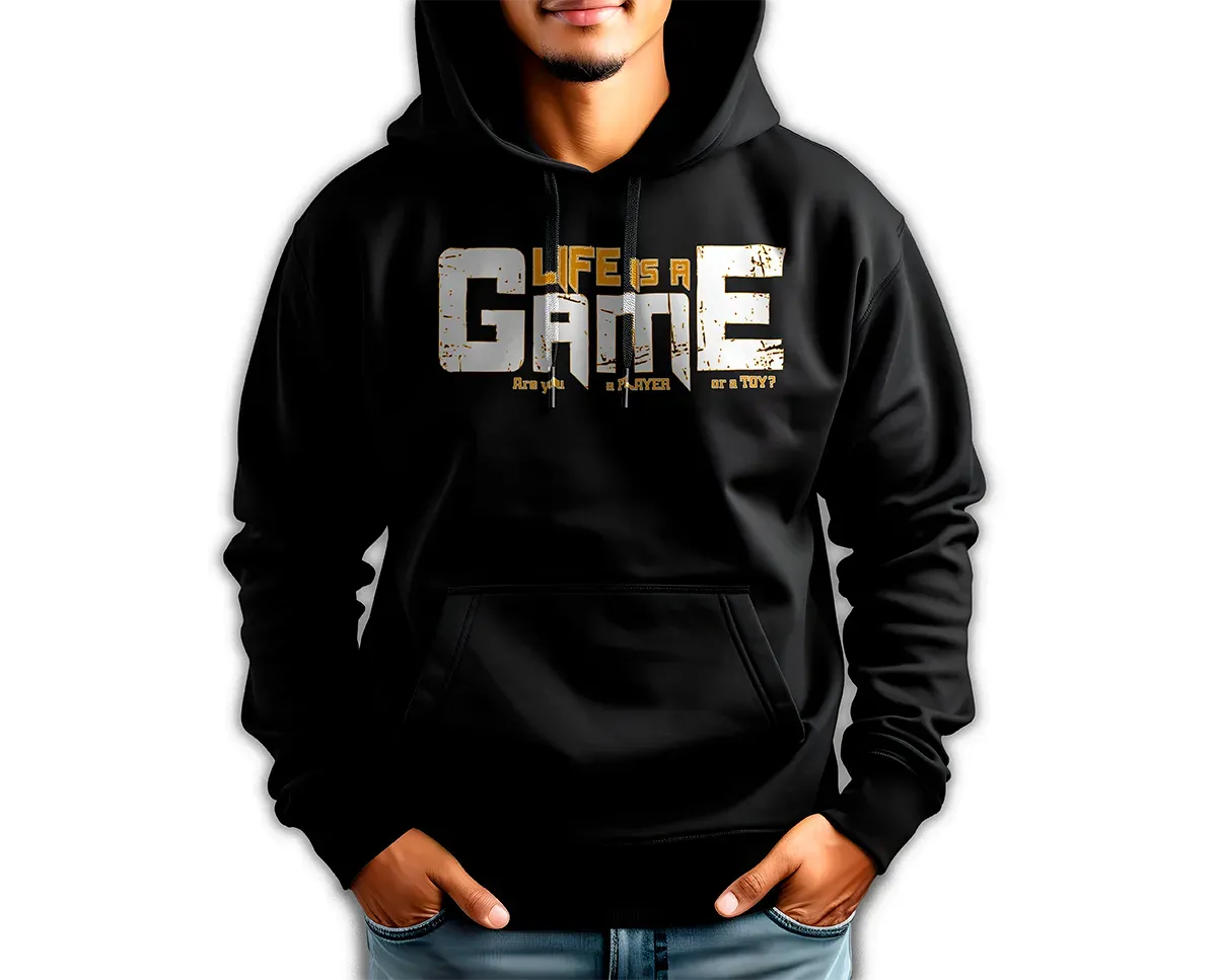 Buzo Hoodie Negro - Life is a Game Are you a Player or a Toy?