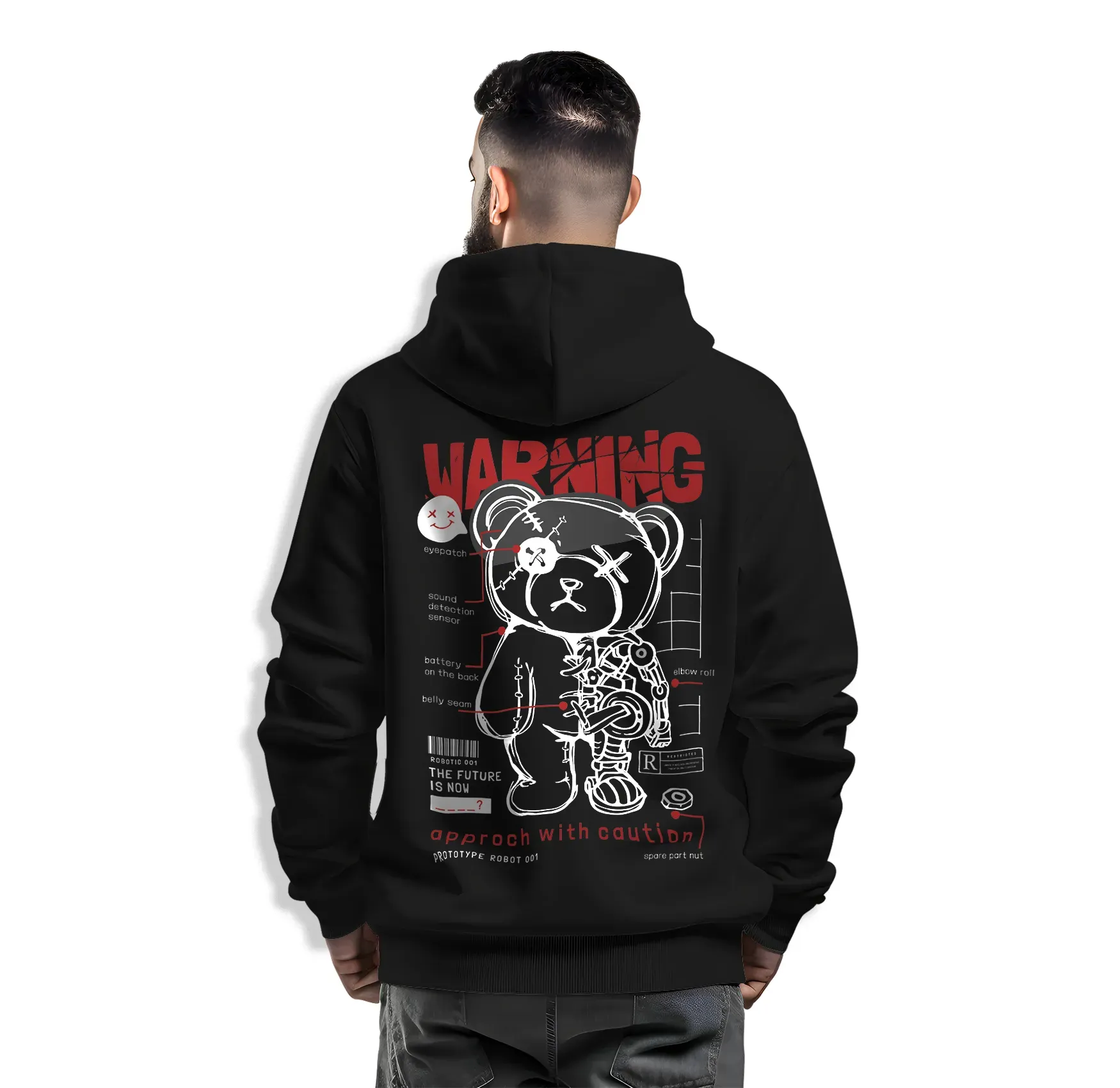 Buzo Hoodie Negro - Diseño Urbano Warning