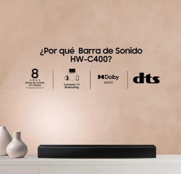 Barra de Sonido - SAMSUNG Woofer integrado 2.0 HWC400/ZL Negra