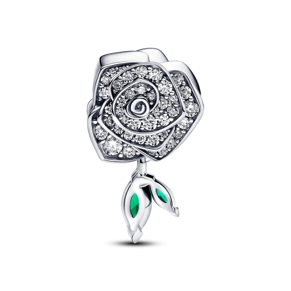 Charm Rosa Floreciendo Brillante TIPO Pandora Plata 925