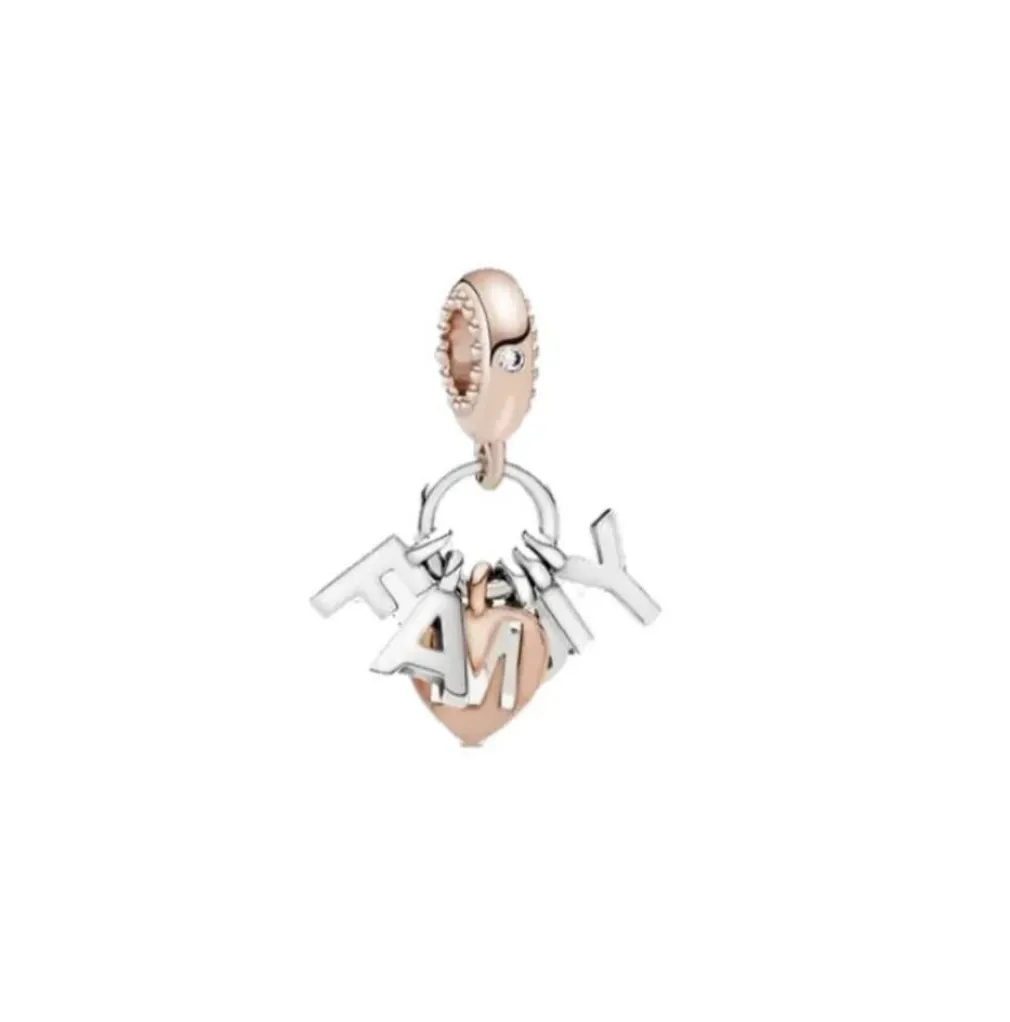 Charm Tipo Pandora Family Oro Plata- 925