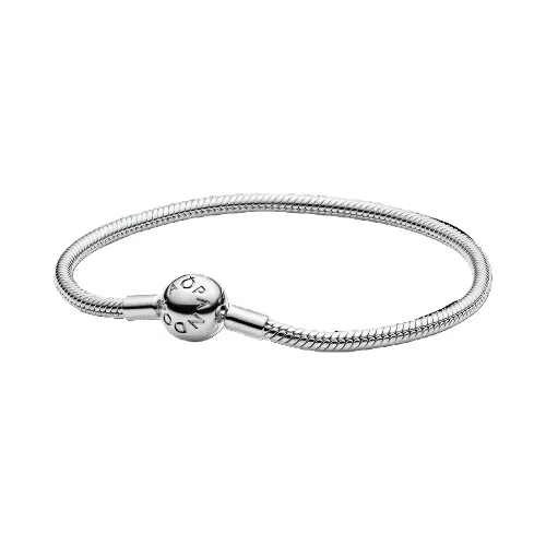 Brazalete Cadena de Serpiente con Cierre Redondo TIPO Pandora Moments Plata 925