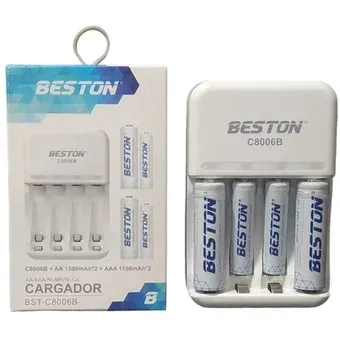 Cargador Bateria Beston Recargable Aa x2 + Aaa x2