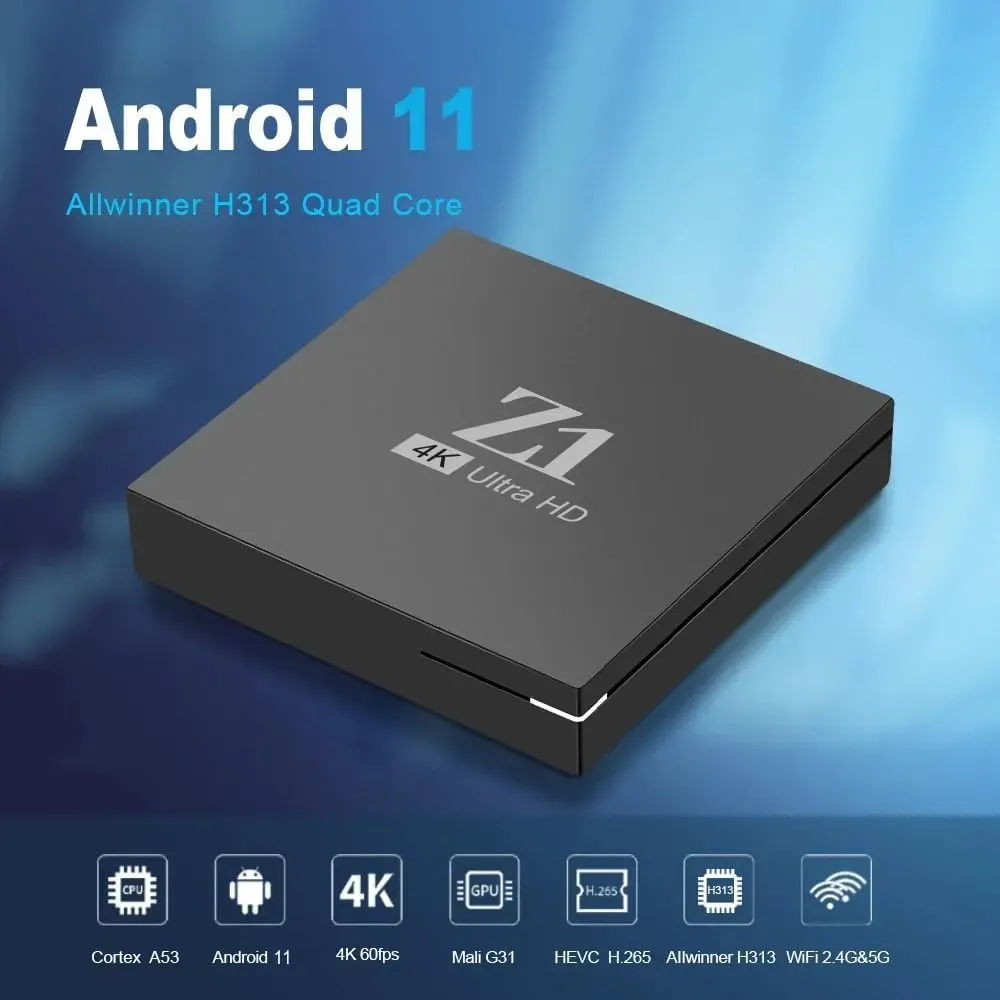 TV Box Android Z1 4K 5G Quad Core - 2+16 Rom Control Remoto Por Voz