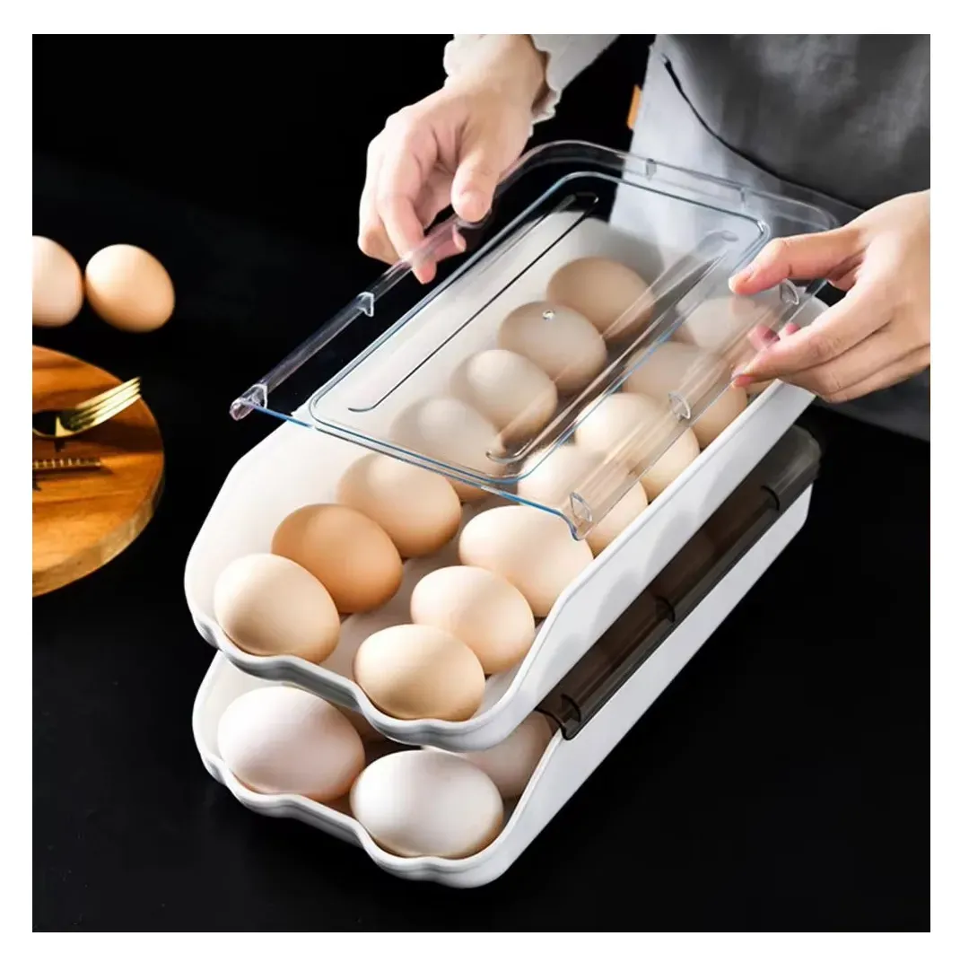 Caja De Almacenamiento De Huevos De Refrigerador Con Cubierta