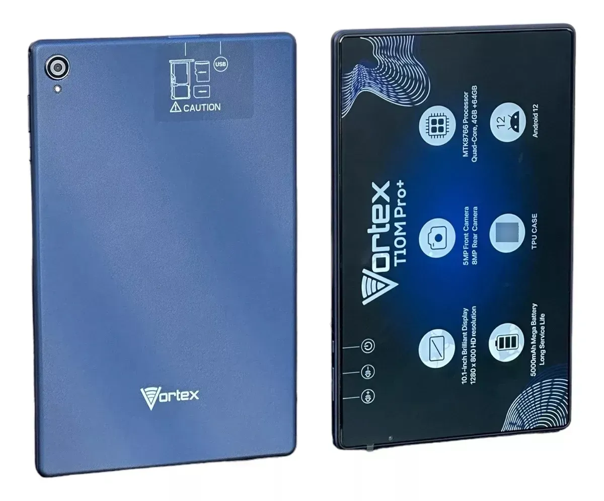 Tablet Vortex T10M Pro+ 101 Con Red Móvil 64Gb Azul y 4Gb De Memoria Ram