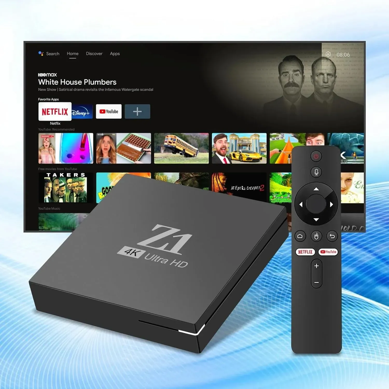 TV Box Android Z1 4K 5G Quad Core - 2+16 Rom Control Remoto Por Voz