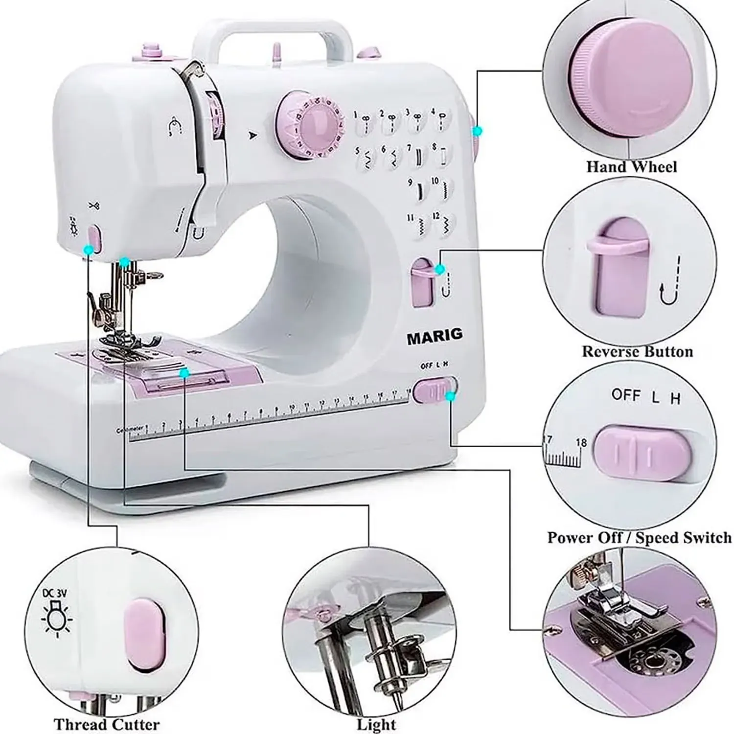 Maquina De Coser Electrica 12 Puntadas Pedal Electrico