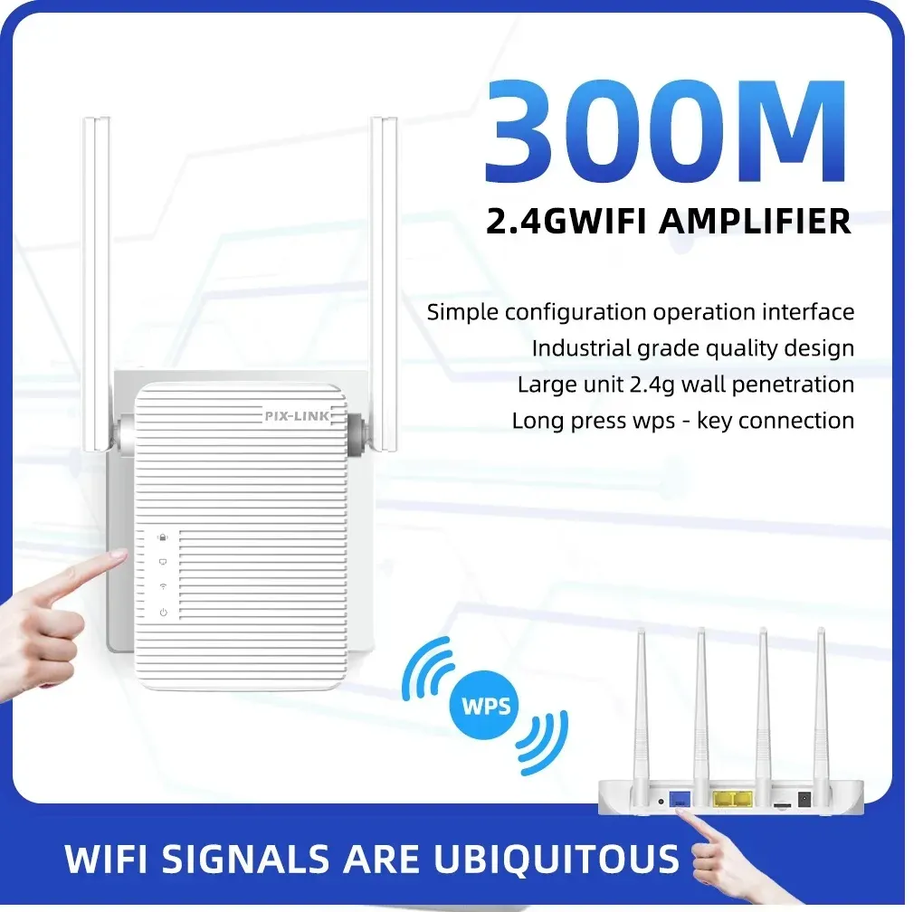 Pix Link Repetidor Wifi Inalámbrico Amplificador Largo Alcance 300m