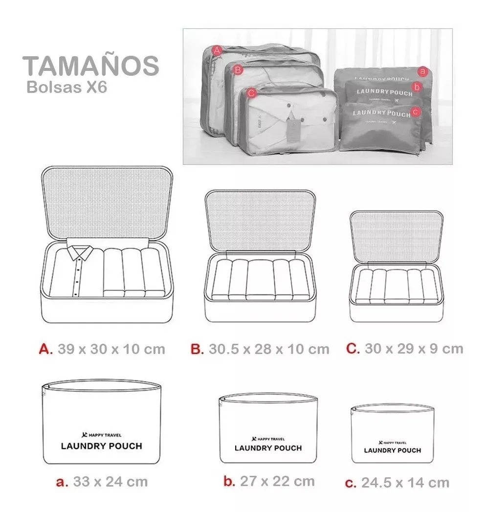 Bolsos Organizador Viajeros X6 Maleta Equipaje Gm1911-211