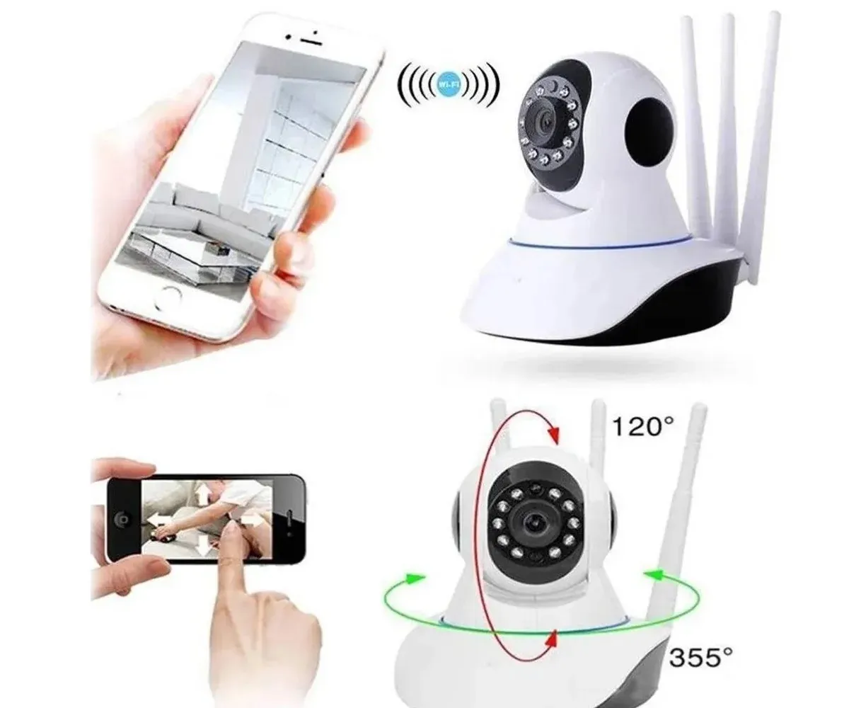 Cámara Robótica Seguridad Wifi 3 Antenas 360