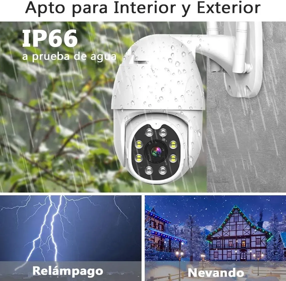 Cámara Exterior Robótica 360° Ip Wifi Resiste Agua Y Sol