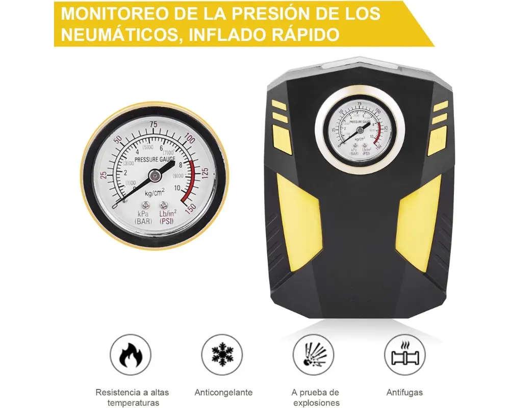 Compresor De Aire Carro Inflador Llantas Neumáticos Portátil