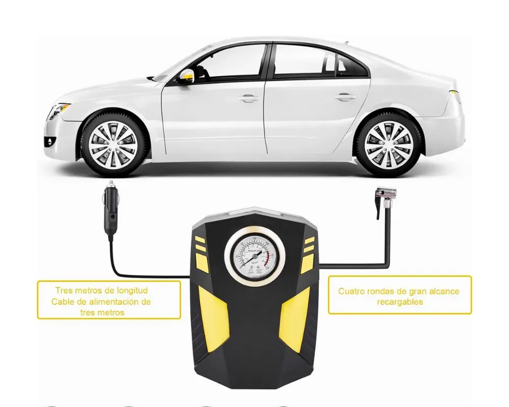 Compresor De Aire Carro Inflador Llantas Neumáticos Portátil