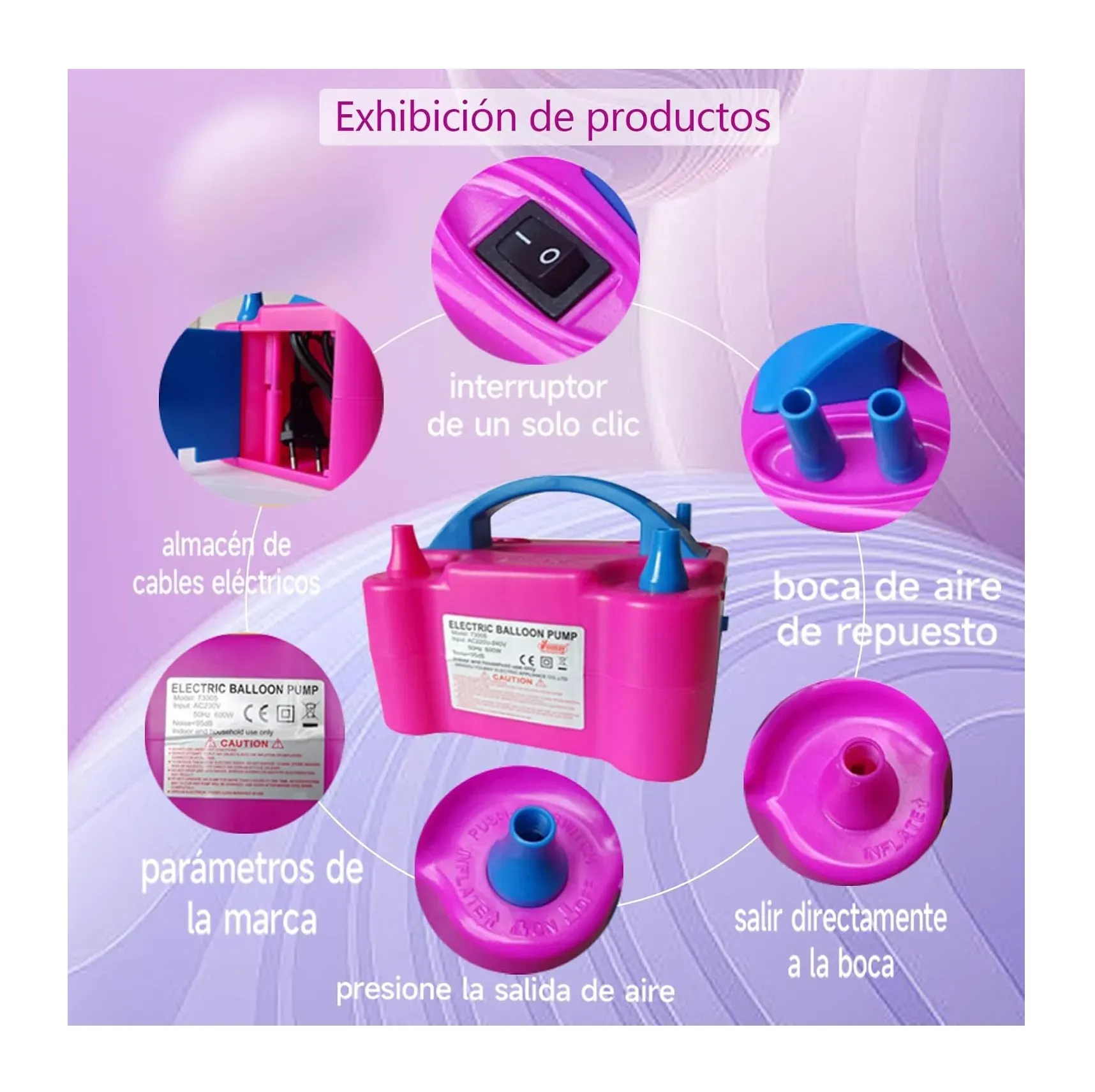 Inflador De Globos Electrico Portátil Doble Salida