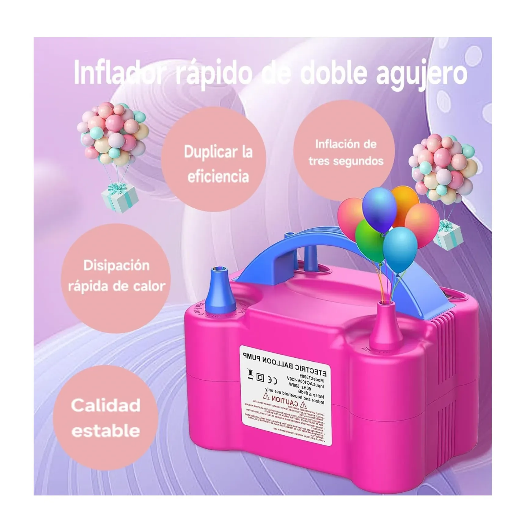 Inflador De Globos Electrico Portátil Doble Salida