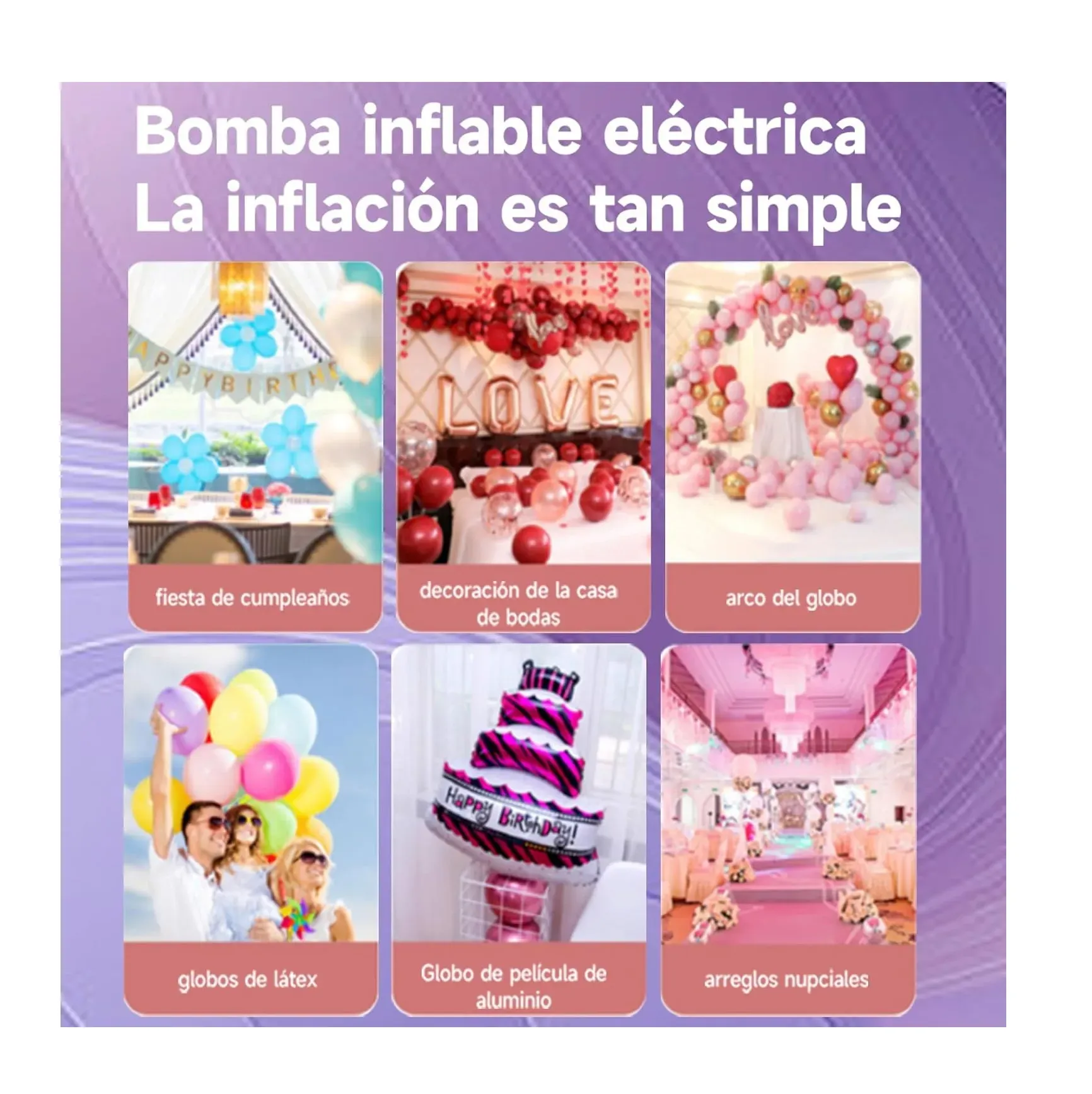 Inflador De Globos Electrico Portátil Doble Salida