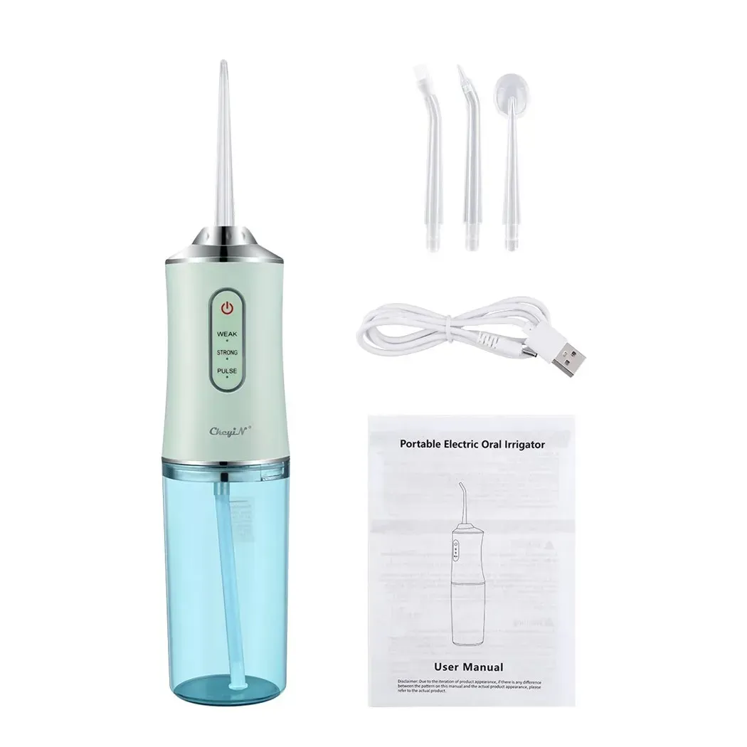 Set Dental Oral Irrigador Impermeable Limpiador de Dientes Verde