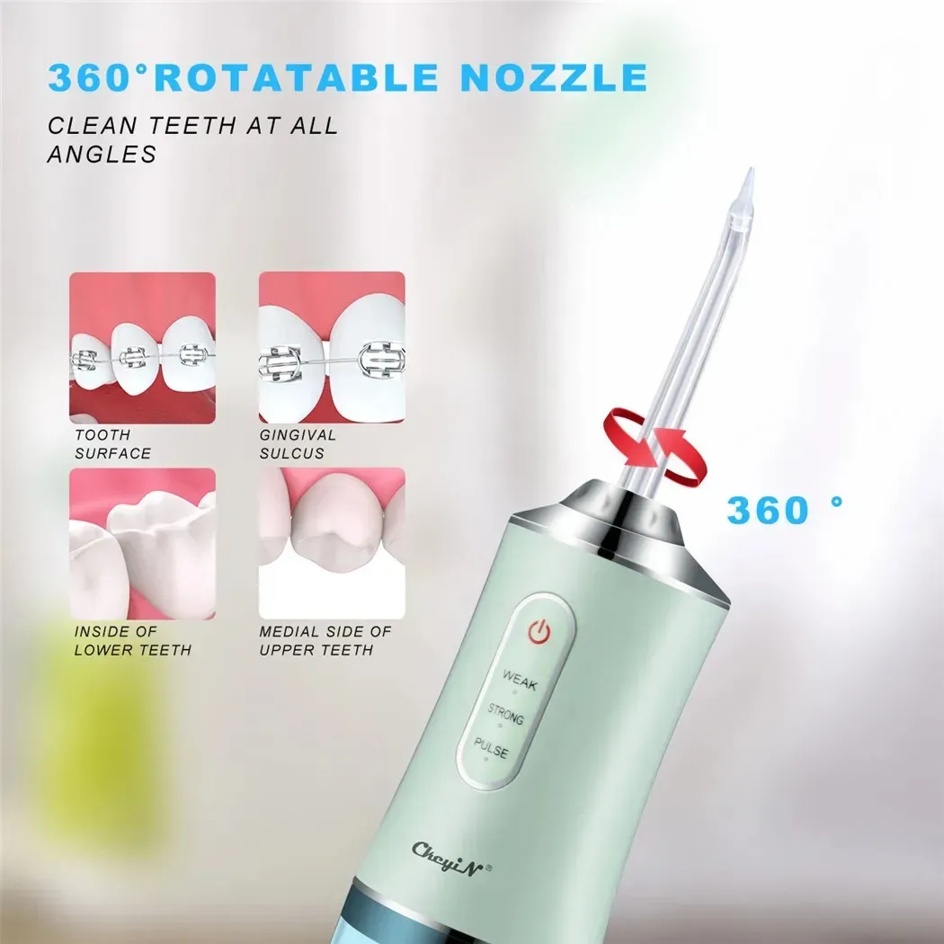 Set Dental Oral Irrigador Impermeable Limpiador de Dientes Verde