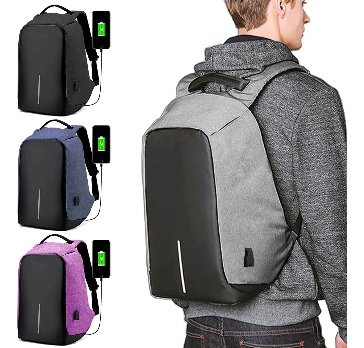 Morral Antirrobo Para Portatil Impermeable Maleta Seguridad Puerto Usb