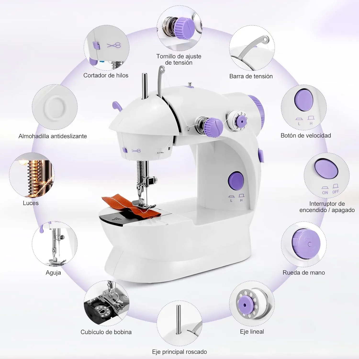 Mini Máquina de Coser Portátil Electrica Multifuncional