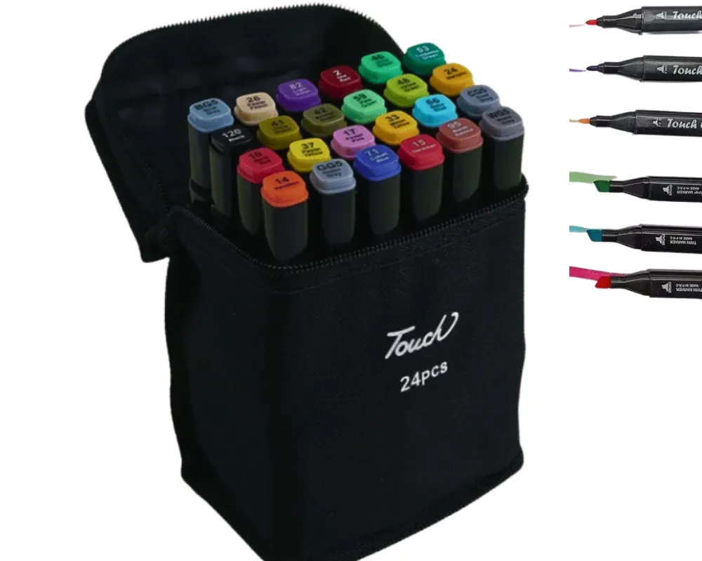 Marcadores De Dibujo X 24 Colores Doble Punta Base Alcohol