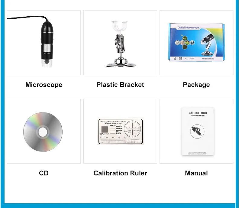 Microscopio Digital Usb Electrónico Led Graduable