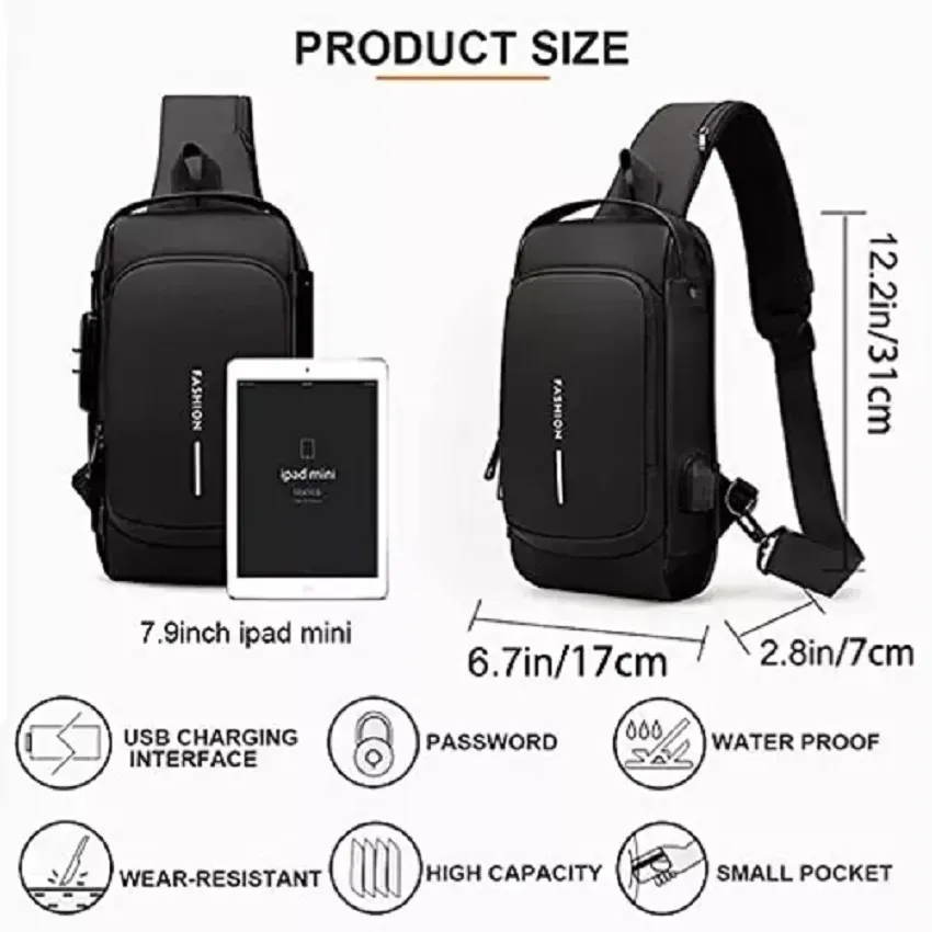 Bolso De Hombro Cruzado Para Hombre Mochila Usb Pequeña Antirobo