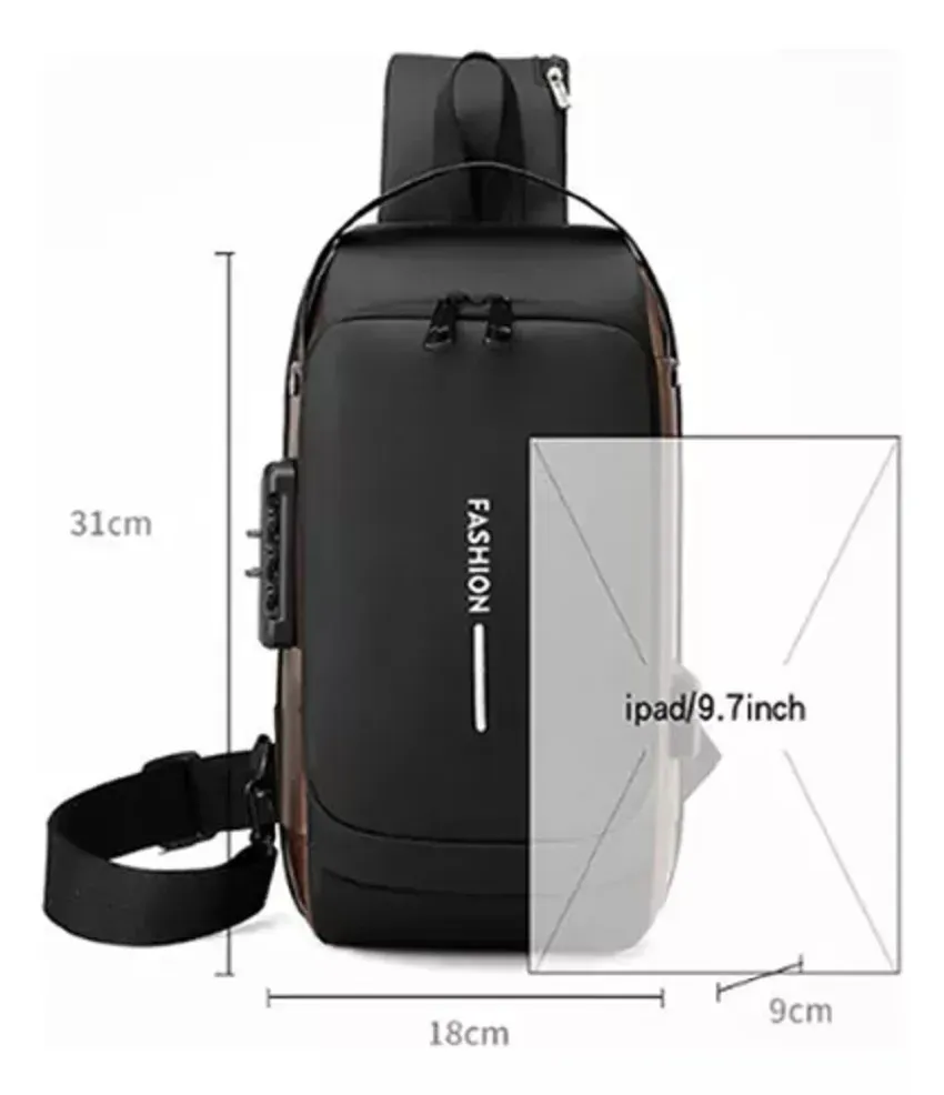 Bolso De Hombro Cruzado Para Hombre Mochila Usb Pequeña Antirobo