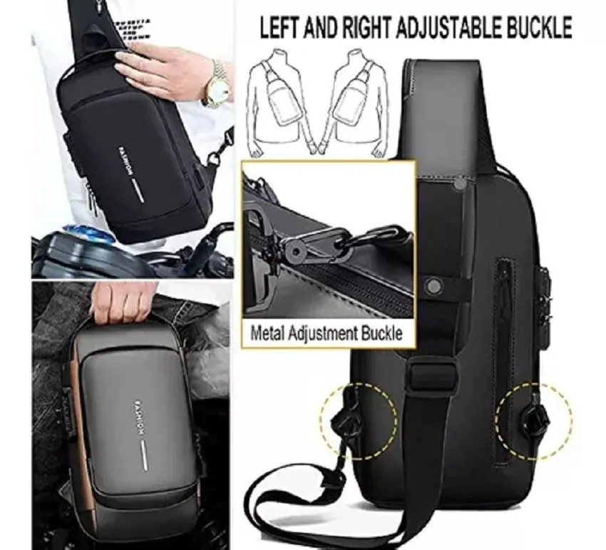 Bolso De Hombro Cruzado Para Hombre Mochila Usb Pequeña Antirobo