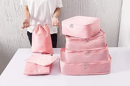 Organizador De Bolsas De Viaje 8 Piezas Rosado 