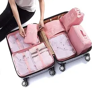 Organizador De Bolsas De Viaje 8 Piezas Rosado 