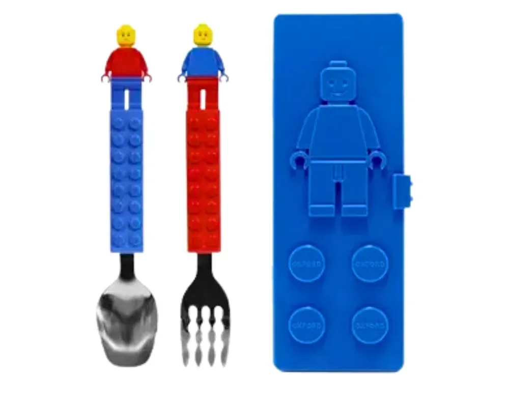 Set Cubiertos Niño Tipo Lego Cuchara Y Tenedor