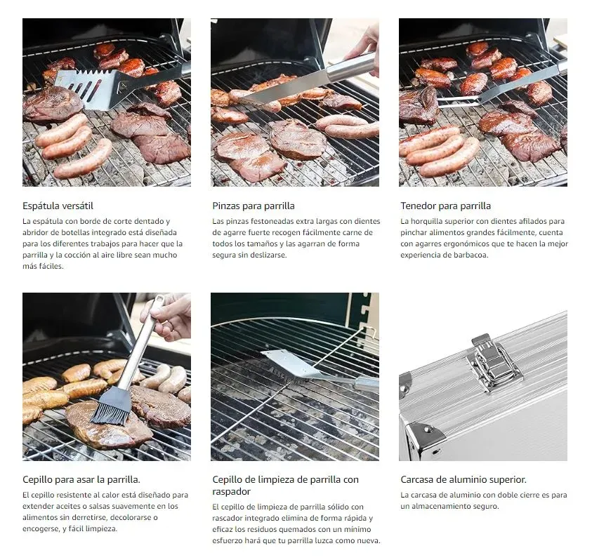 Juego De Utensilios Bbq Para Asador De Carnes Grill