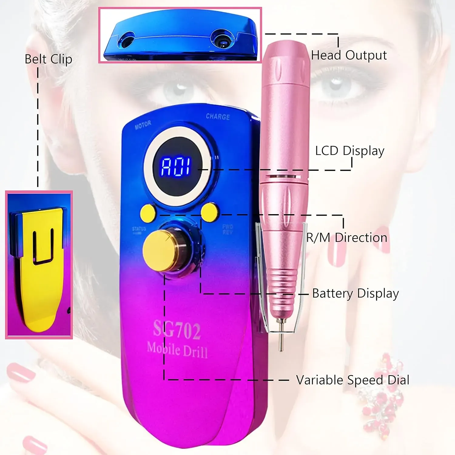 Drill De Uñas Eléctrico Portátil Profesional Recargable