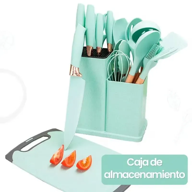 Utensilios de Cocina de 19 Piezas Cuchillo de Acero Inoxidable