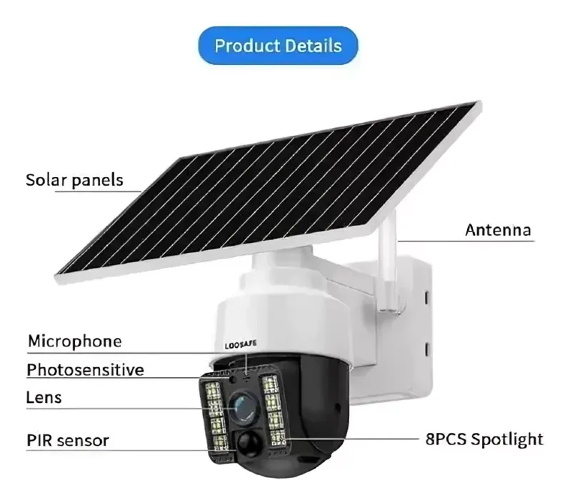 Cámara De Seguridad Robótica Exterior Wifi Panel Solar