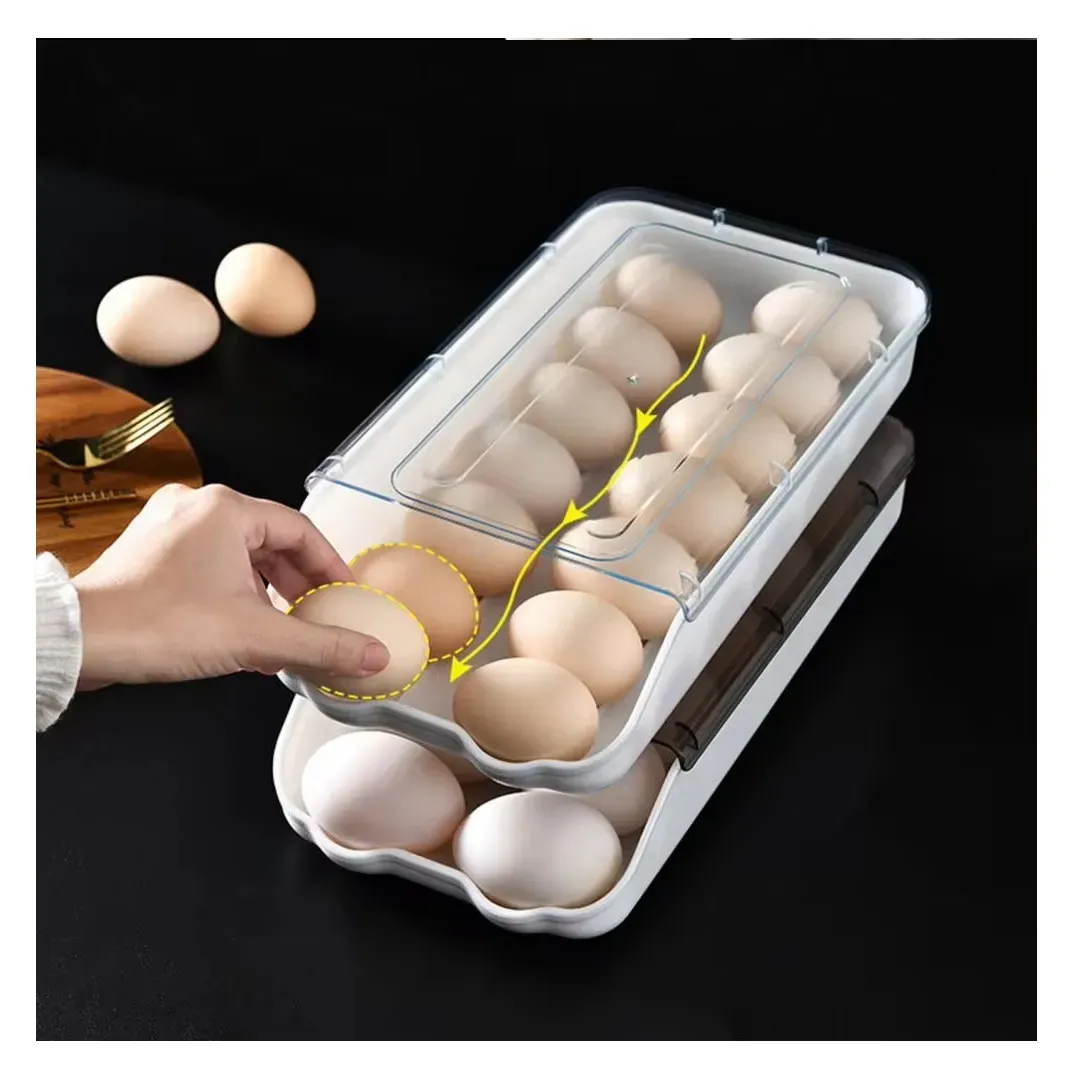 Caja De Almacenamiento De Huevos De Refrigerador Con Cubierta