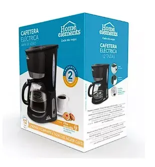 Cafetera Home Elements 12 Tazas Negra