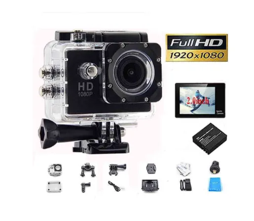 Camara Deportiva Sumergible Con Accesorios Full Hd 1080p 