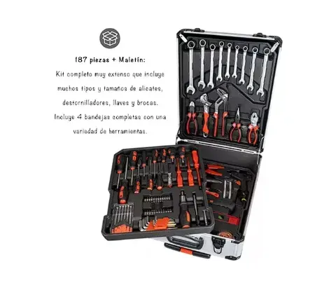 Maleta Set De Herramientas 187 Pcs Kit De Copas