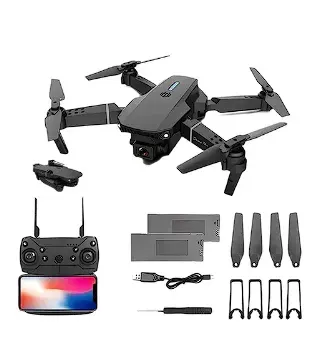 Drone Con Cámara 4k, Wifi Fpv P Hd Dual Plegable Color Negro Ref:E88 Pro