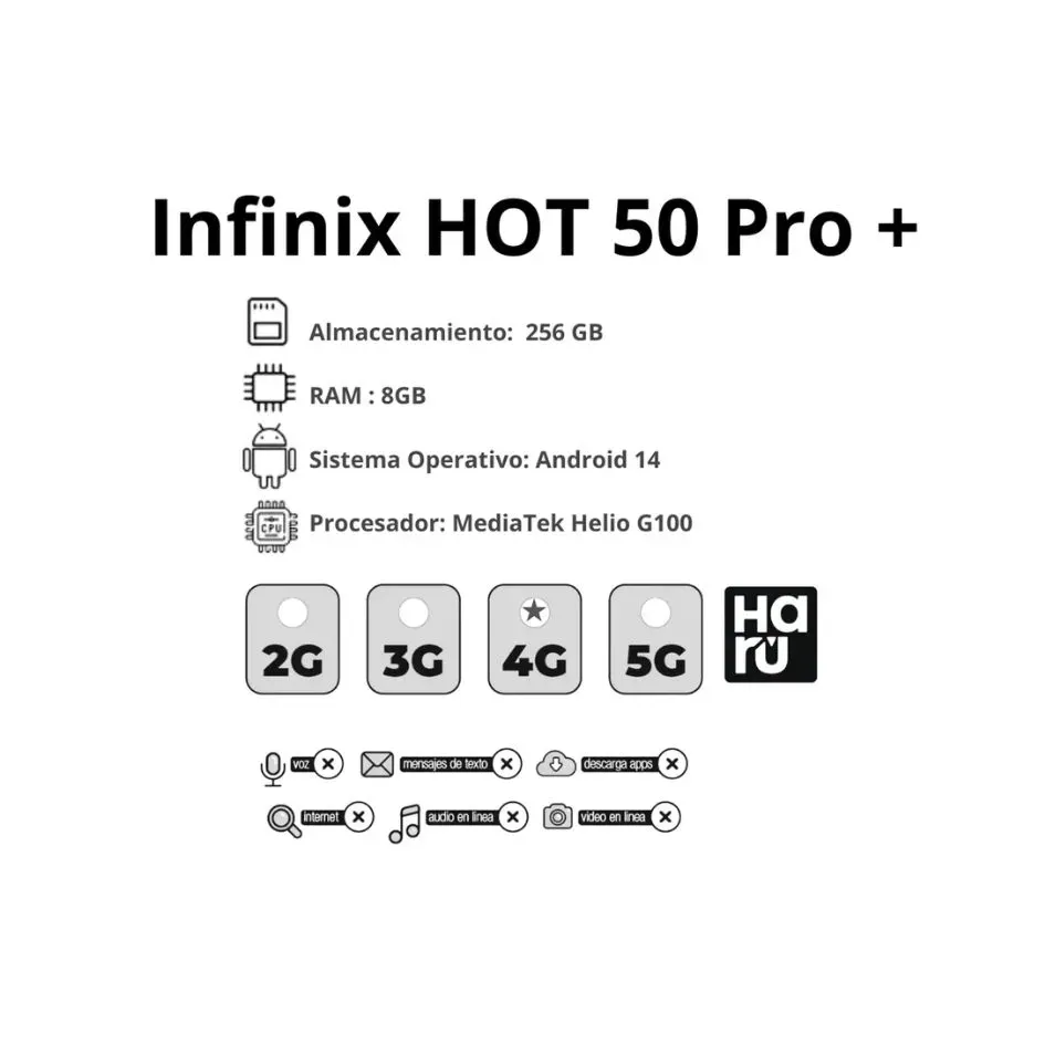 Celular Infinix Hot 50 Pro Plus 8/256GB Blanco