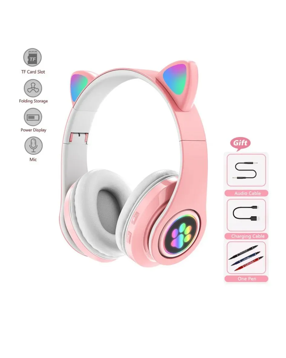 Audifonos Diadema Cat Bluetooth Rosado