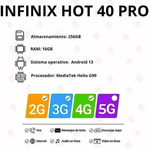 Celular Infinix Hot 40 Pro 8/256GB Verde 