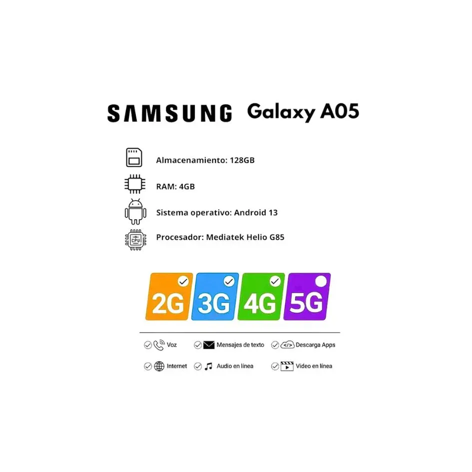 Celular Samsung A05 4/128GB Blanco 