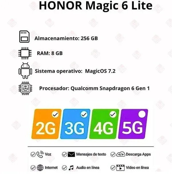 Celular Honor Magic 6 Lite 8/256GB Plata 