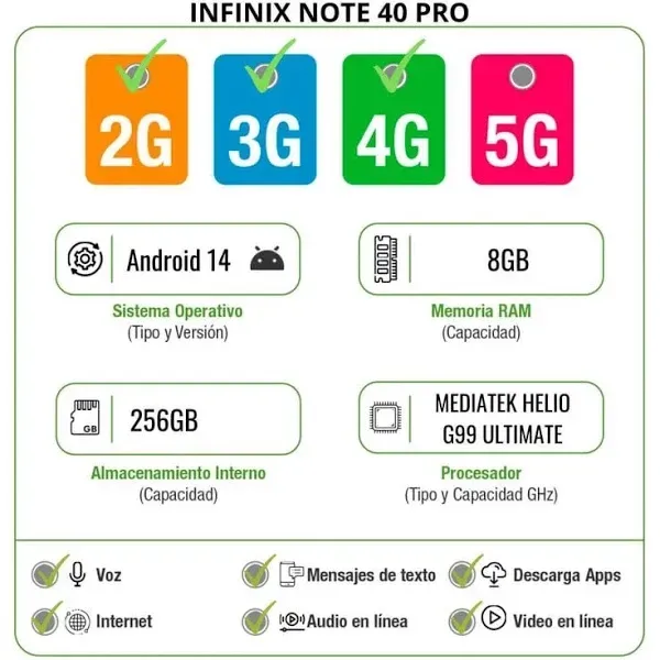 Celular Infinix Note 40 Pro 8/256GB Dorado 